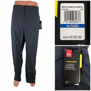 Under Armour Mens XL Rain Pants Storm Waterproof Gray Golf 1305788 008 NWT $130